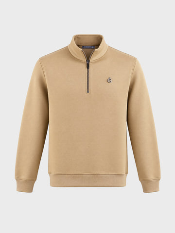 Men's Beige Regular Fit Solid Casual Sweatshirt