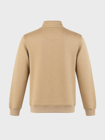 Men's Beige Regular Fit Solid Casual Sweatshirt