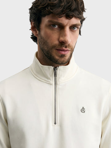 Men's Off White Regular Fit Solid Casual Sweatshirt