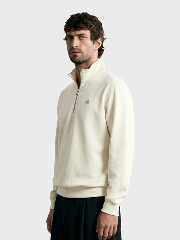 Men's Off White Regular Fit Solid Casual Sweatshirt