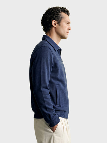 Men's Navy Blue Regular Fit Solid Casual Jacket