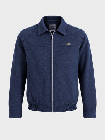 Men's Navy Blue Regular Fit Solid Casual Jacket