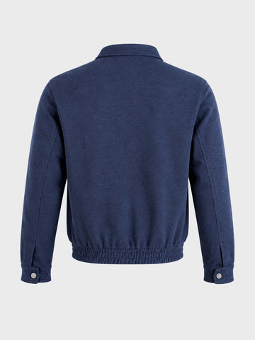 Men's Navy Blue Regular Fit Solid Casual Jacket