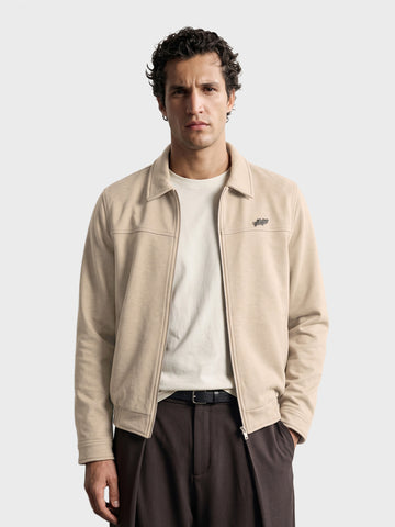 Men's Cream Regular Fit Solid Casual Jacket