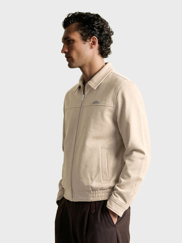 Men's Cream Regular Fit Solid Casual Jacket