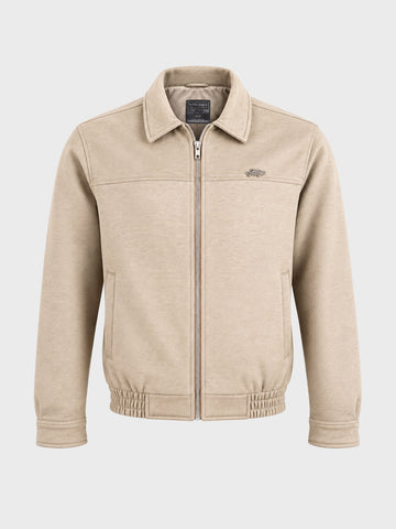 Men's Cream Regular Fit Solid Casual Jacket
