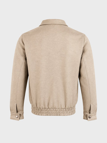 Men's Cream Regular Fit Solid Casual Jacket