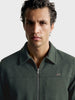Men's Green Regular Fit Solid Casual Jacket
