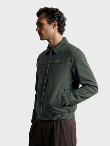 Men's Green Regular Fit Solid Casual Jacket