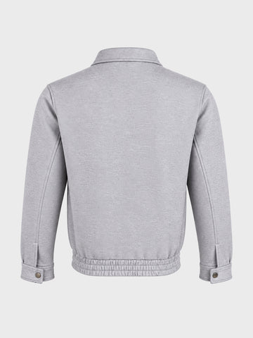 Men's Grey Regular Fit Solid Casual Jacket