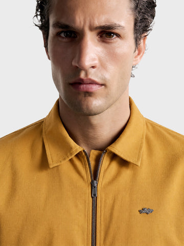 Men's Yellow Regular Fit Solid Casual Jacket