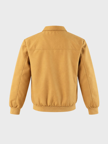 Men's Yellow Regular Fit Solid Casual Jacket
