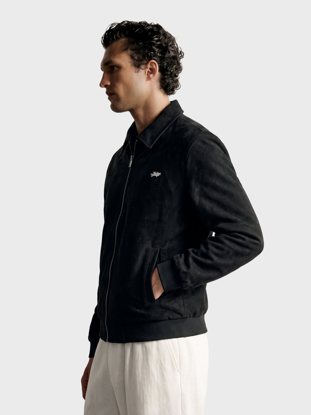Men's Black Regular Fit Solid Casual Jacket