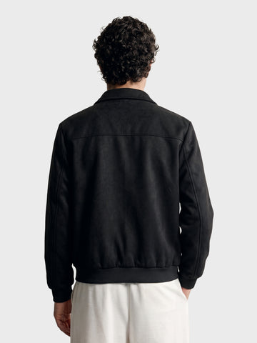 Men's Black Regular Fit Solid Casual Jacket