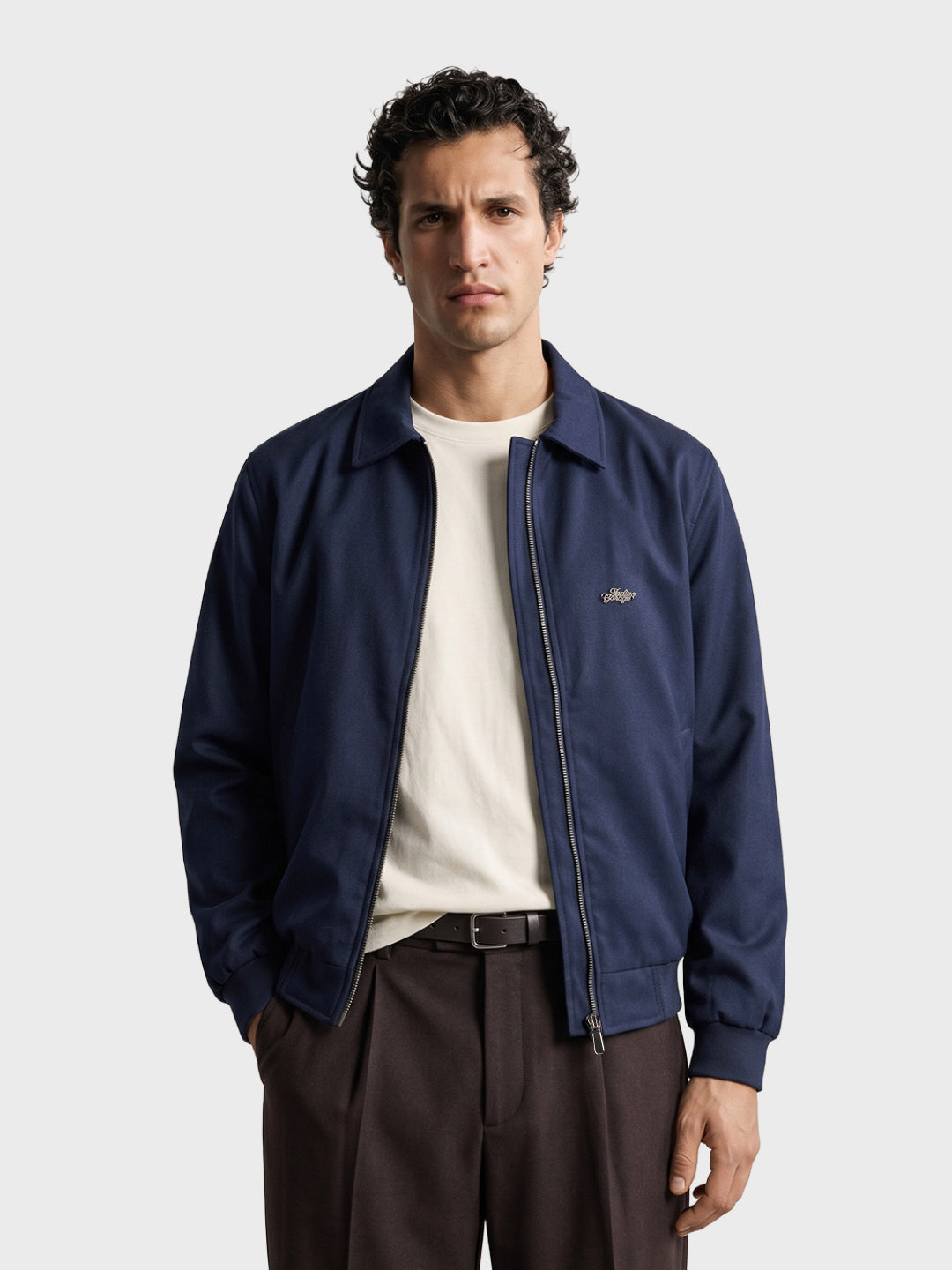 Men's Navy Blue Regular Fit Solid Casual Jacket