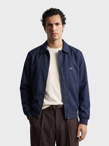 Men's Navy Blue Regular Fit Solid Casual Jacket
