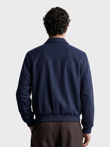 Men's Navy Blue Regular Fit Solid Casual Jacket