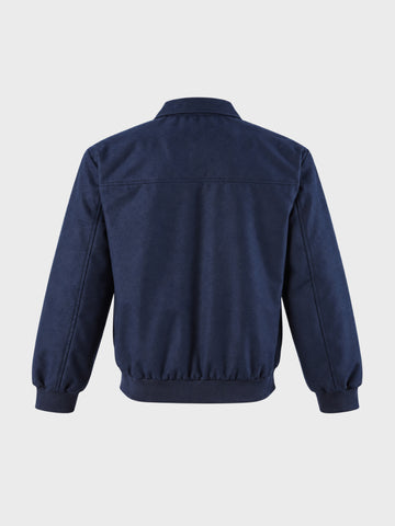 Men's Navy Blue Regular Fit Solid Casual Jacket