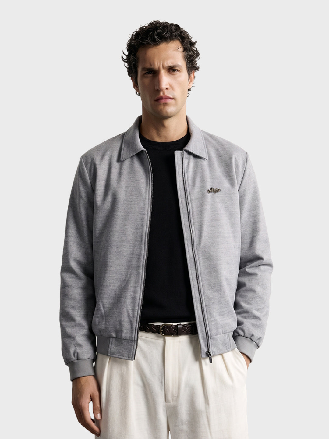 Men's Grey Regular Fit Solid Casual Jacket