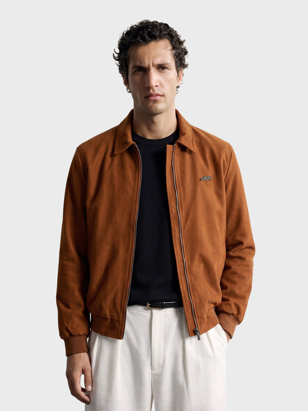 Men's Brown Regular Fit Solid Casual Jacket