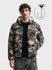 Men's Olive Regular Fit Printed Casual Reversable Jacket