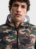 Men's Olive Regular Fit Printed Casual Reversable Jacket