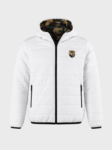 Men's Olive Regular Fit Printed Casual Reversable Jacket