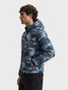 Men's Blue Regular Fit Printed Casual Reversable Jacket