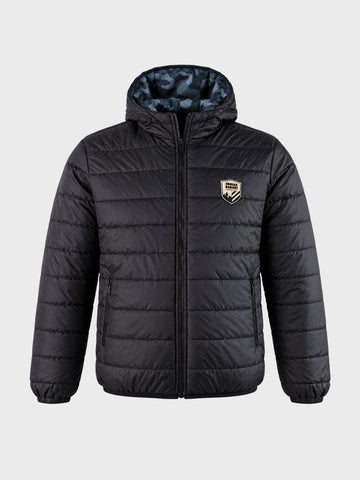 Men's Blue Regular Fit Printed Casual Reversable Jacket