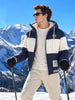Men's Navy Blue Regular Fit Colourblocked Casual Jacket