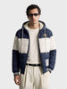 Men's Navy Blue Regular Fit Colourblocked Casual Jacket