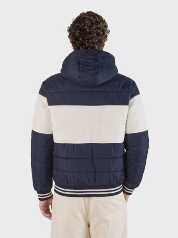 Men's Navy Blue Regular Fit Colourblocked Casual Jacket