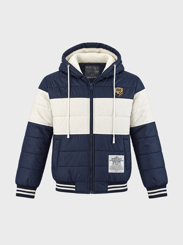 Men's Navy Blue Regular Fit Colourblocked Casual Jacket