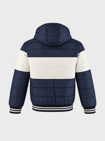 Men's Navy Blue Regular Fit Colourblocked Casual Jacket