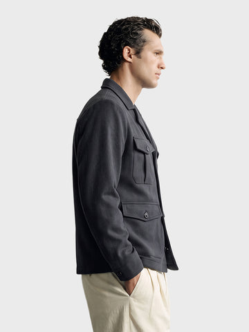 Men's Grey Regular Fit Solid Casual Jacket