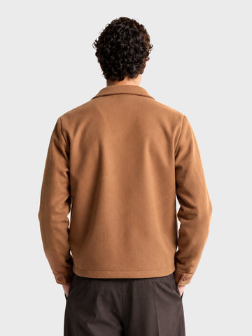 Men's Brown Regular Fit Solid Casual Jacket
