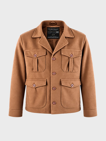 Men's Brown Regular Fit Solid Casual Jacket