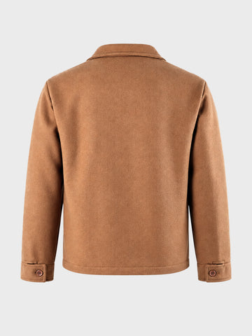 Men's Brown Regular Fit Solid Casual Jacket
