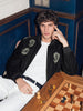 Men's Black Regular Fit Embroidered Casual Jacket