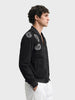 Men's Black Regular Fit Embroidered Casual Jacket