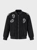 Men's Black Regular Fit Embroidered Casual Jacket