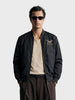 Men's Black Regular Fit Embroidered Casual Jacket