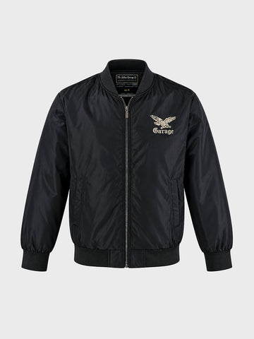 Men's Black Regular Fit Embroidered Casual Jacket