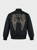 Men's Black Regular Fit Embroidered Casual Jacket