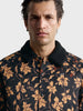 Men's Black Regular Fit Printed Casual Jacket