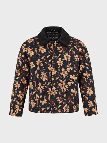 Men's Black Regular Fit Printed Casual Jacket