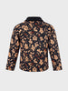 Men's Black Regular Fit Printed Casual Jacket