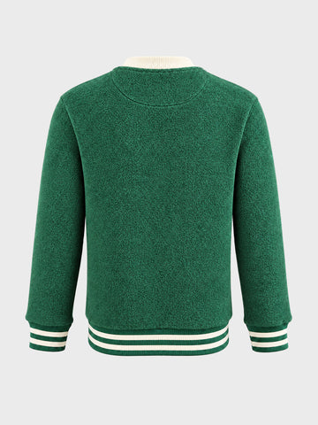 Men's Green Regular Fit Embroidered Casual Sweatshirt
