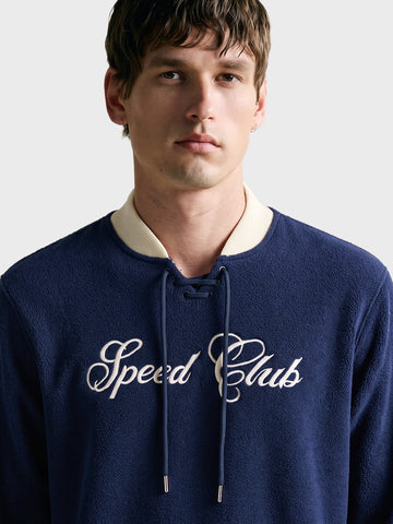 Men's Navy Blue Regular Fit Embroidered Casual Sweatshirt