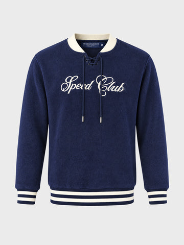 Men's Navy Blue Regular Fit Embroidered Casual Sweatshirt